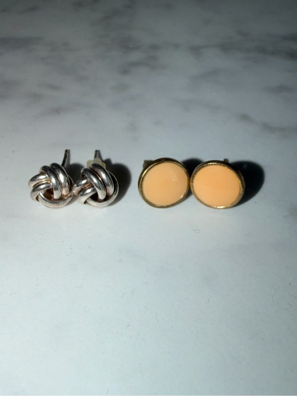 Peach and Silver Stud Earrings